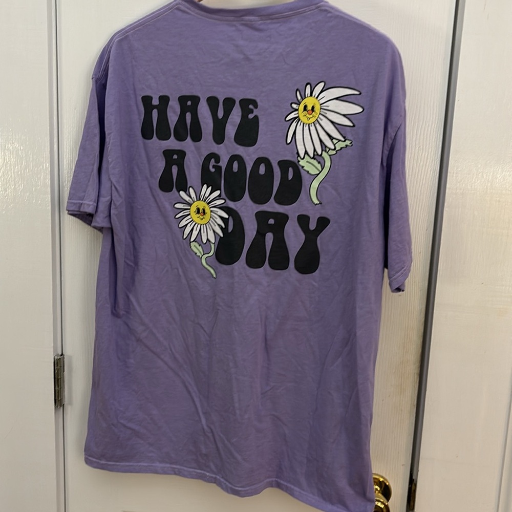 Unisex Purple T-Shirt with Smiley Daisy - size XL - Picture 5 of 8